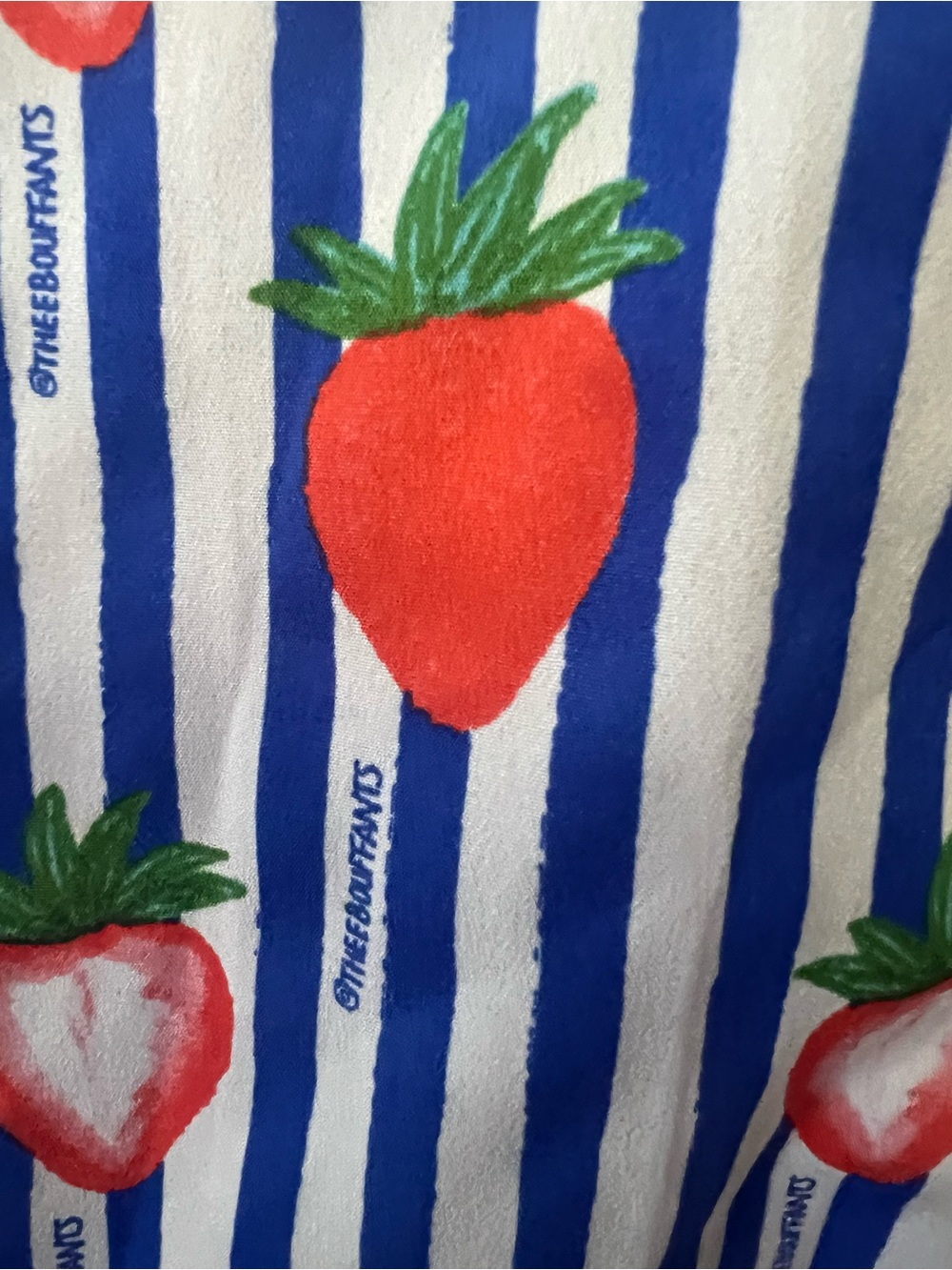 Bouffant’s and Broken Hearts Blue & White Stripe Strawberry Pajama Set - Picture 4 of 6
